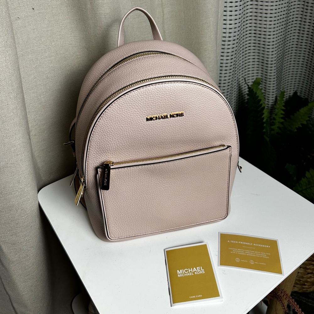 Michael Kors Adina Kenly Backpack Powder Blush Pink Pebbled Leather NWT